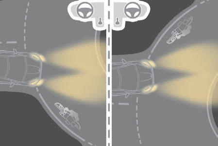 Senza illuminazione statica in curva