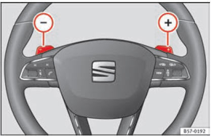 Fig. 184 Volante: leve per il cambio automatico.