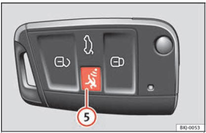 Fig. 137 Chiave del veicolo con pulsante di allarme.