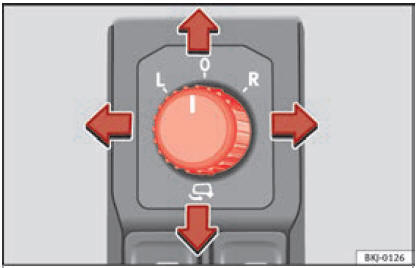 Dettaglio della porta del conducente: comando per lo specchietto retrovisore esterno.